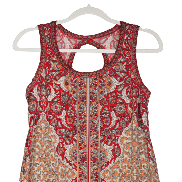 Max Studio Red Knit Dress Women Small Sleeveless Stretch Slinky Boho Cut Out - Picture 3 of 7